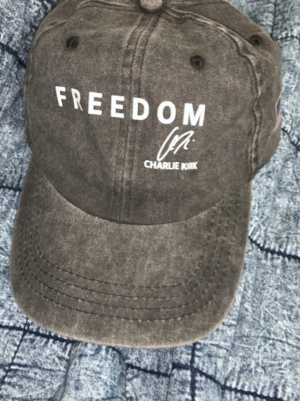 FREEDOM Charlie Kirk Embroidered Baseball Cap - Charcoal big hat bundle new